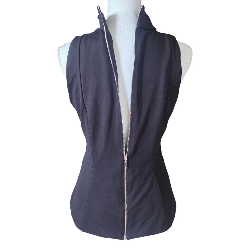 WHBM Black Mock Neck Top Full Zip Back Sleeveless Size 6 Goth Corporate Grunge - Picture 8 of 10